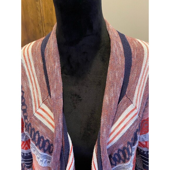Cato Shrug Sweater Wrap Orange Rust Brown Size 18 20W Aztec Pattern Open Front - Picture 3 of 12